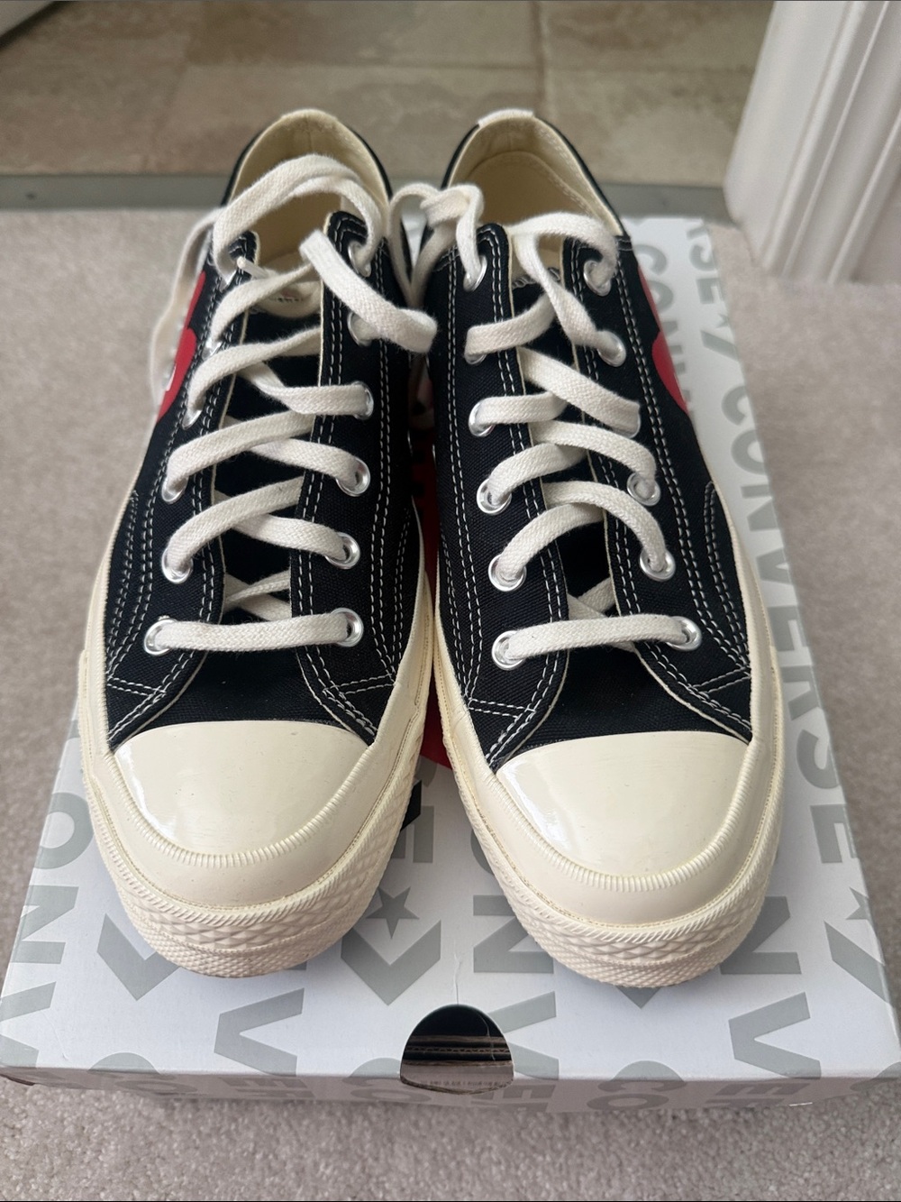 Converse x Comme Des Garçons Black Low-Top Canvas Sneakers with Cream Accents 10